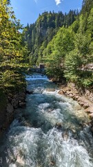 River with mountains in background, Partnachklamm