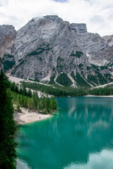 Obraz na płótnie Canvas Braies lake, view from above. Trentino Alto Adige, Dolomites