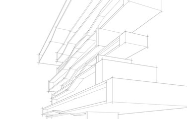 Architecture building 3d drawing