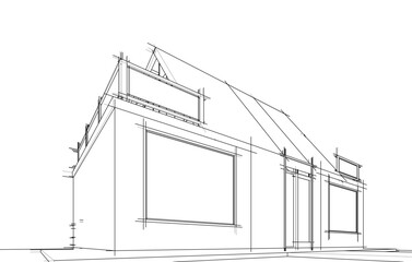 Architecture building 3d drawing