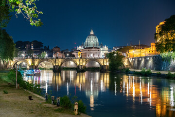 Rome and Vatican. Cityscape at night