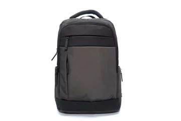 Foto op Plexiglas Brown and black backpack on a white background. Front view. © Юлия Дельдина