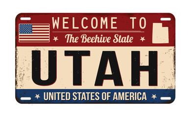 Welcome to Utah vintage rusty license plate