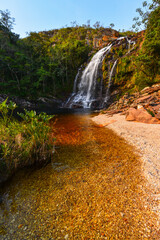 Beautiful Serra Morena waterfall in the Serra do Cipó region of Minas Gerais State, Brazil