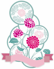 design element flowers with ribbon