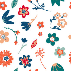 Floral seamless pattern, background. Floral pattern with pastel color flowers. Seamless pattern for design and fashion prints, textiles, and wraps. Ditsy style.