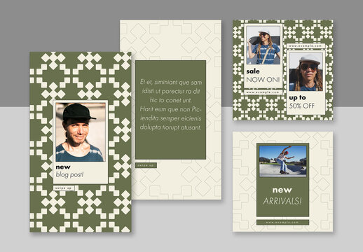 Social Media Set Layout with Decorative Elements
