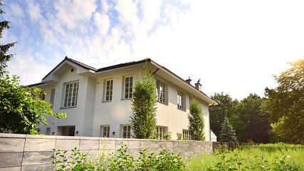 New single family house in a residential area in calm neighborhood.