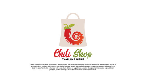 Chili Shop logo design with creative concept Premium Vector