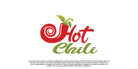 Hot Chili logo design with creative concept Premium Vector