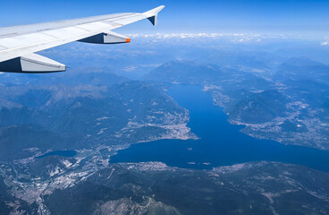 Maggiore Lake in Italy, view from an airplane