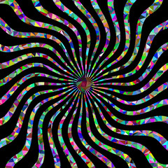 Multicolored radial curved lines. Illustration.