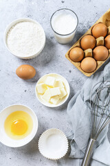 Bakery background. Bake ingredient for recipe Easter cake or dessert, pie.