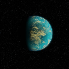 Eine 3 D Illustration eines Exoplaneten im Universum.