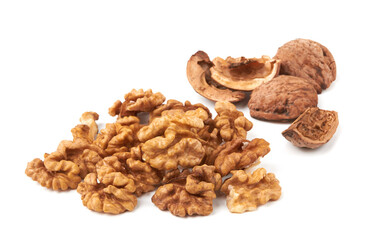 Walnuts on white