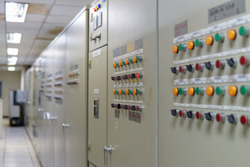 Electrical control cabinet in industrial system.	
