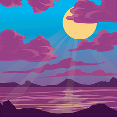 Fototapeta na wymiar illustration of sunset