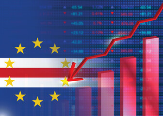 Economic crisis in Cape Verde.Financial crisis concept.Cape Verde flag with stock chart