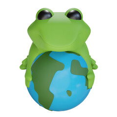 3d earth illustration frog world