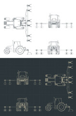 Tractor with plowing equipment blueprints