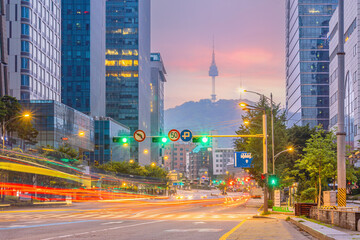 Downtown Seoul city skyline, cityscape of South Korea