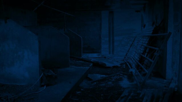 Derelict Barn Building At Night
