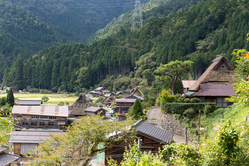 Traditional thatched roof houses in small village of Miyama of Kyoto in Japan