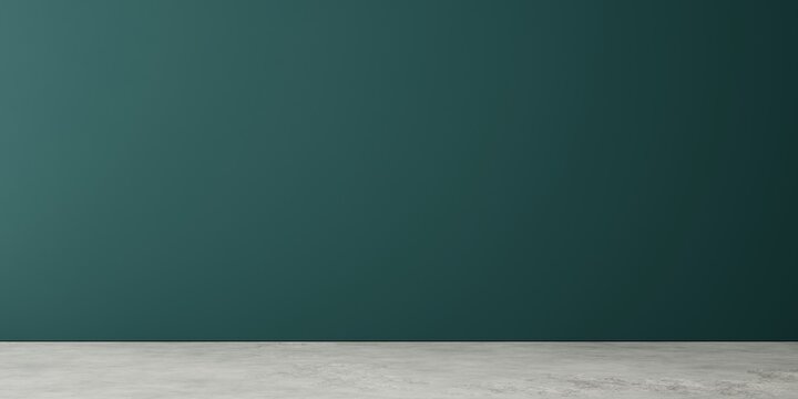 Blank Green Wall That Is Lightless. Green Background On A Blank Wall In A Room Mockup.