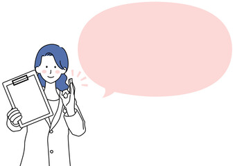 バインダーを持つ医師とふきだし