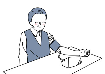 血圧を測る男性