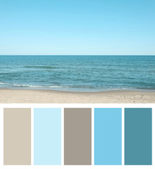 Color palette appropriate to photo of calm sea on sunny day