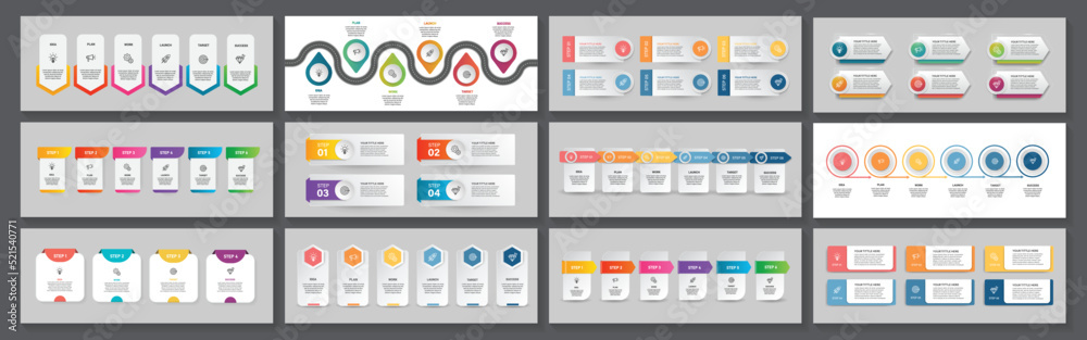 Leinwandbilder collection of business infographic design template with options, steps or processes. can be used for