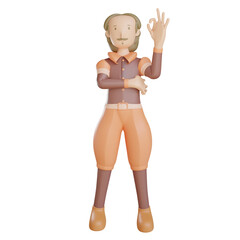3d Shakespeare character ok gesture