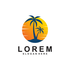 palm tree logo vector design template