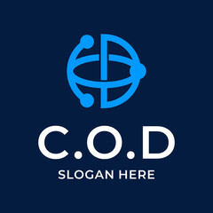  letter COD and connection earth logo design