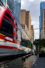 Light Rail in the City with Motion Blur