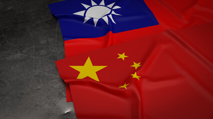 The Chinese and Taiwan flag for business or document concept 3d rendering.