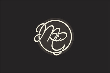 Initial letter MG monogram logo with simple and creative cirle line design ideas - obrazy, fototapety, plakaty