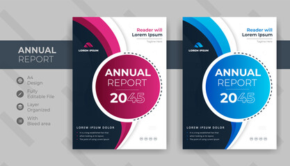 Annual report brochure flyer template layout design, vector illustration, presentation book cover templates editable in A4 size