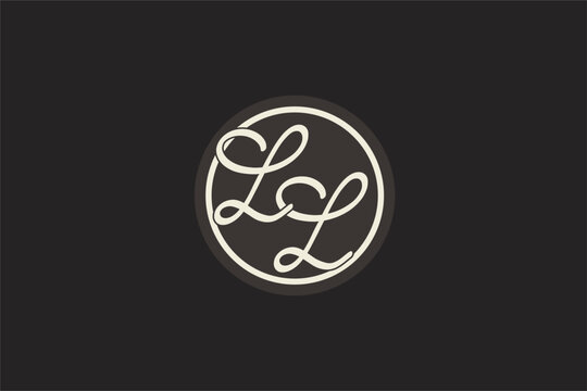 Initial letter LL monogram logo with simple and creative cirle line design ideas