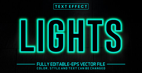 Glowing neon light, Editable Graphic Style text effect