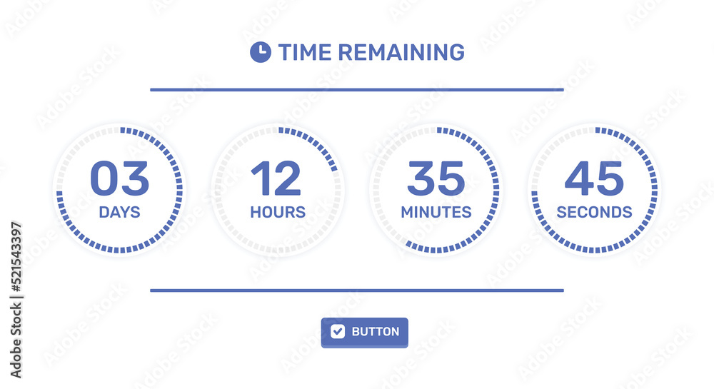 Poster Countdown timer with time remaining vector design template illustration.