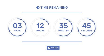 Countdown timer with time remaining vector design template illustration.