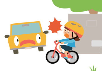 自動車と自転車に乗った人の飛び出し事故