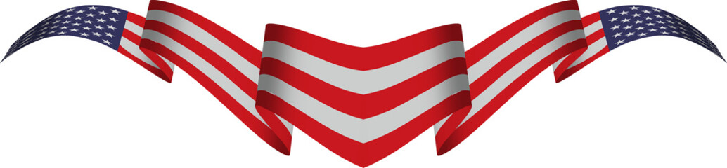 Fototapeta na wymiar American flag ribbon flutter