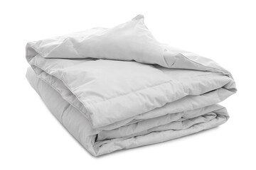 Fototapeta na wymiar New soft folded blanket isolated on white