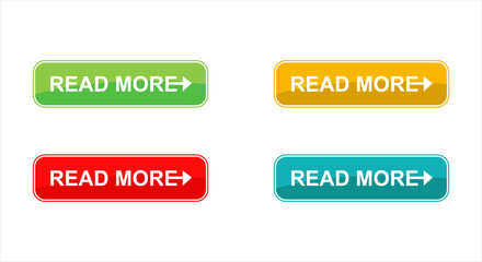 More colorful buttons set. Trendy read more button for website