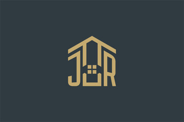 Initial JR logo with abstract house icon design, simple and elegant real estate logo design