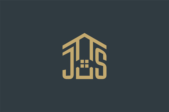 Initial JS logo with abstract house icon design, simple and elegant real estate logo design