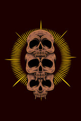 Three skulls vector illustration